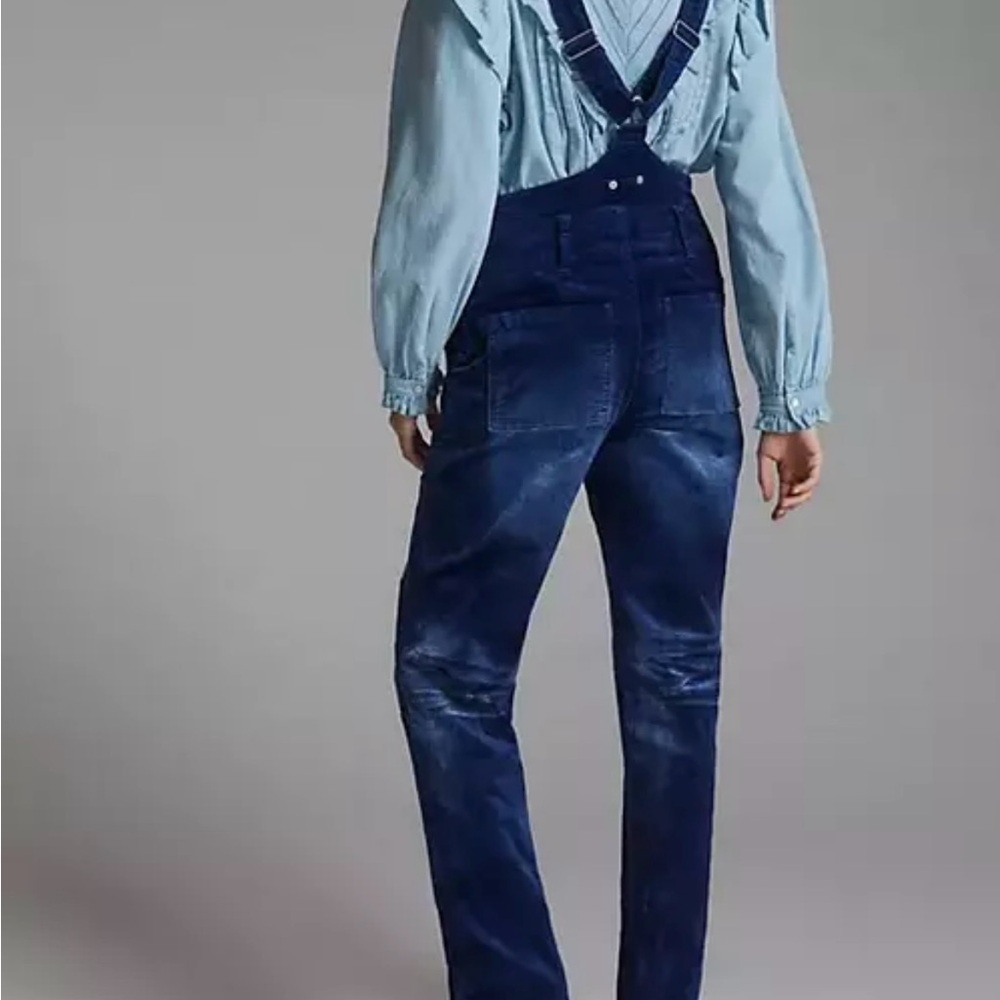 Pilcro Urban The Wanderer Velvet Overalls Jumpsuit Denim Blue 2 Boho Distressed - Picture 3 of 14